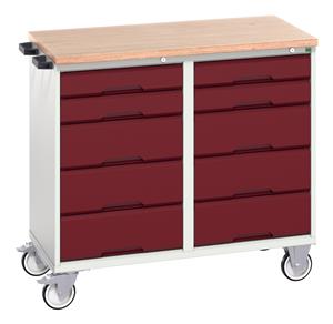 16927101.** verso maintenance trolley with 10 drawers and mpx top. WxDxH: 1050x600x980mm. RAL 7035/5010 or selected